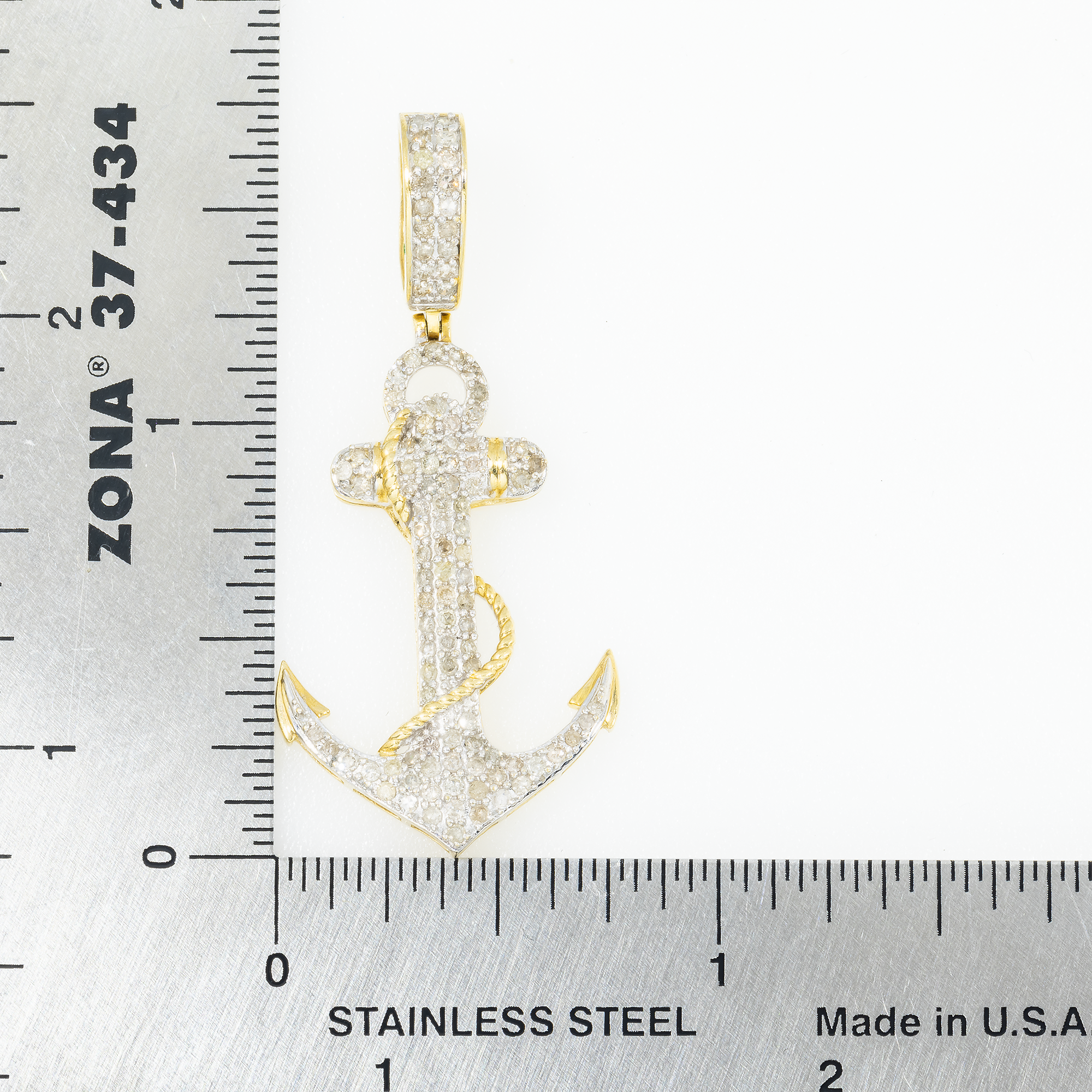 10K GOLD DIAMOND ANCHOR PENDANT 0.75 CT
