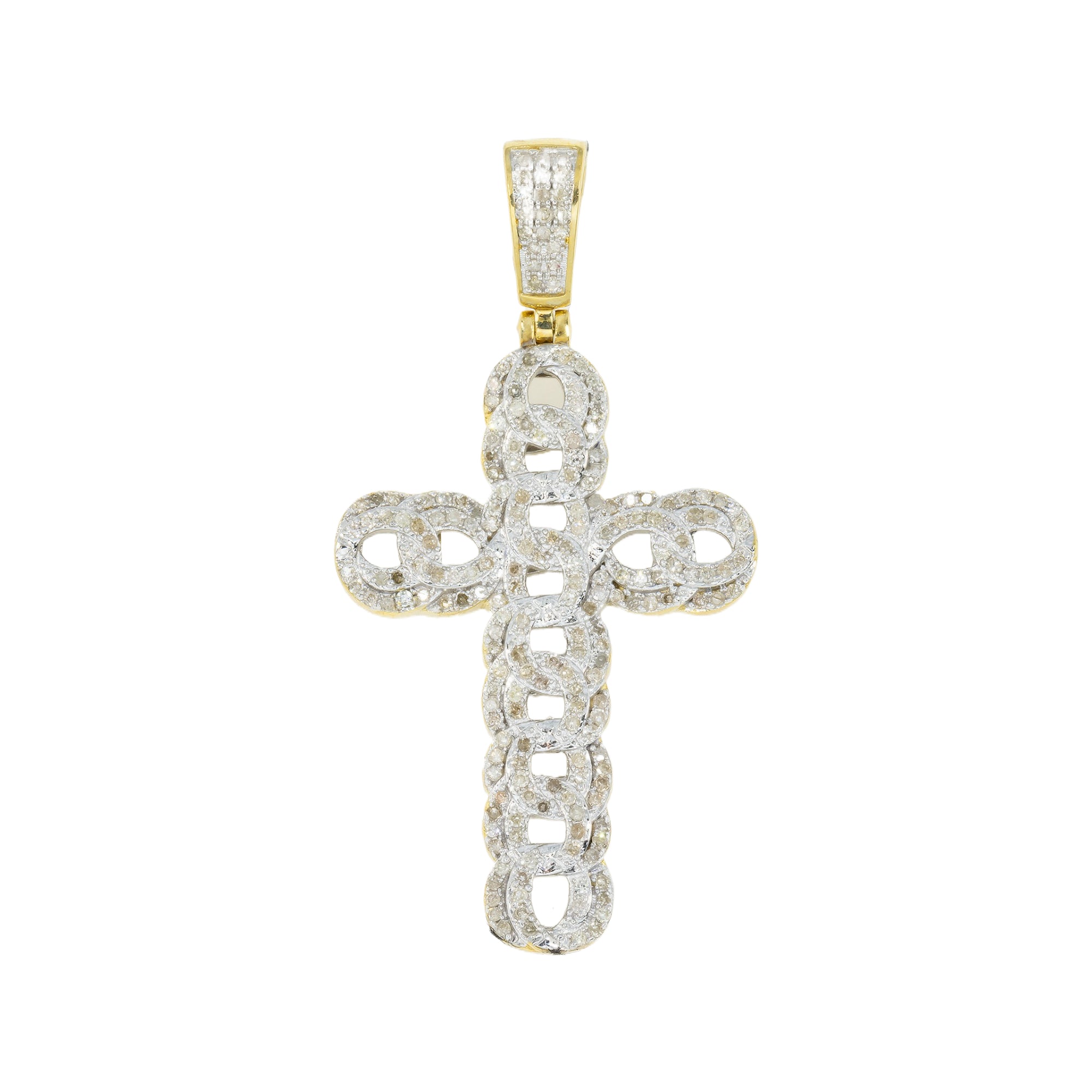 10K GOLD DIAMOND OPEN LINK CROSS PENDANT 0.69 CT