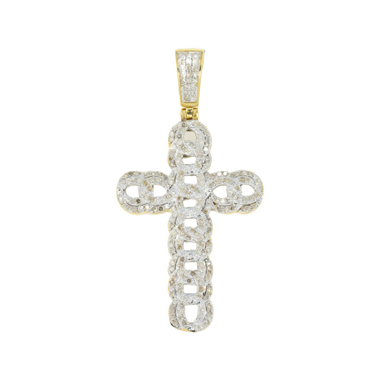 10K GOLD DIAMOND OPEN LINK CROSS PENDANT 0.69 CT