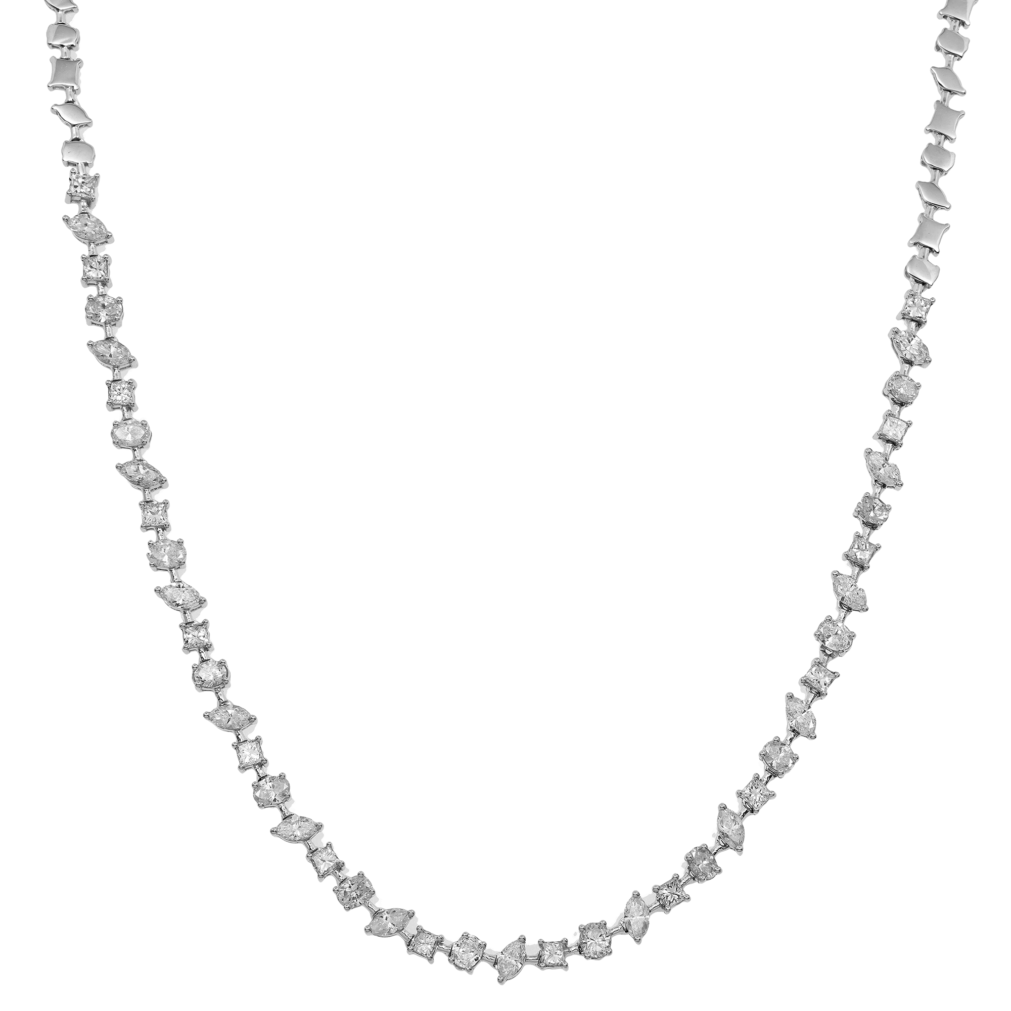 14K GOLD MULTI-SHAPE DIAMOND NECKLACE 4.39 CT