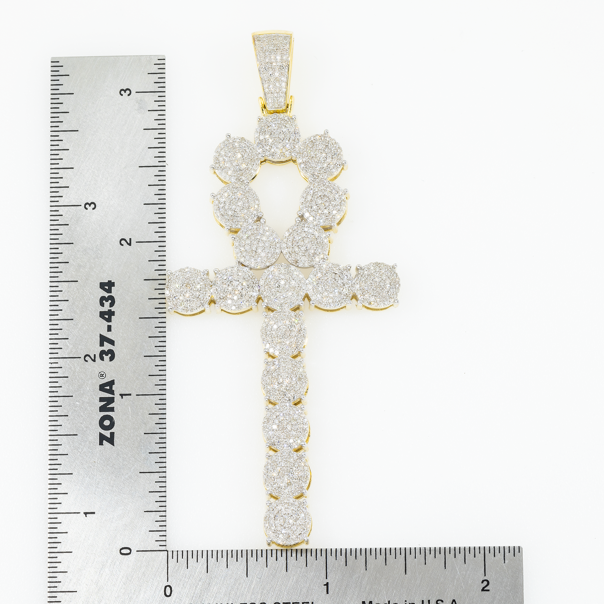 10K GOLD DIAMOND CLUSTER ANKH PENDANT 2.64 CT