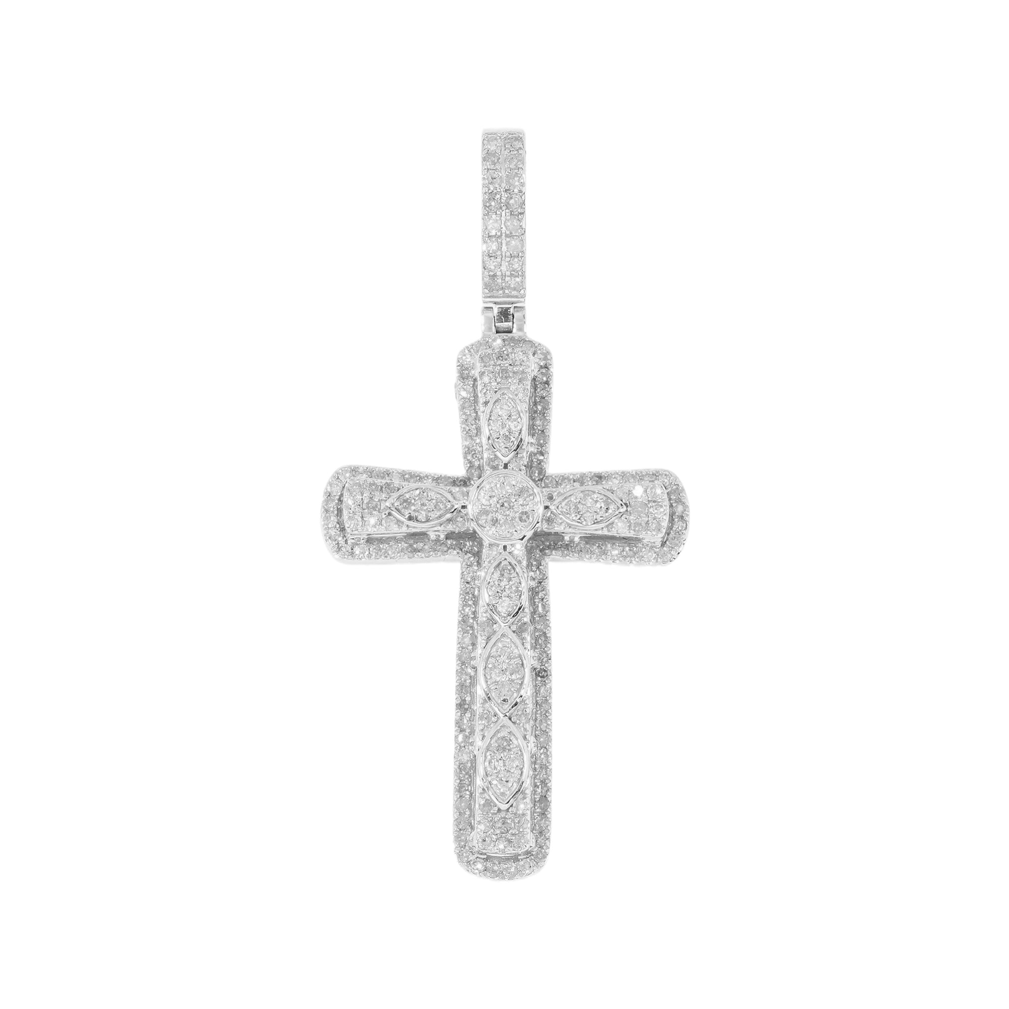 10K GOLD DIAMOND CROSS PENDANT 1.00 CT