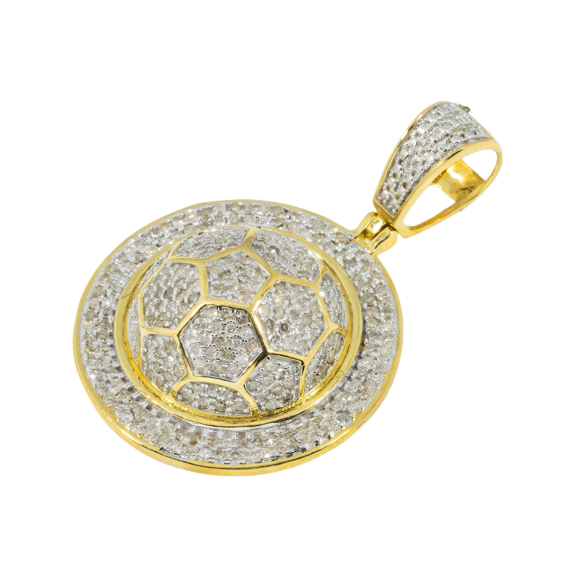 10K GOLD DIAMOND SOCCER BALL SPORTS PENDANT 1.10 CT