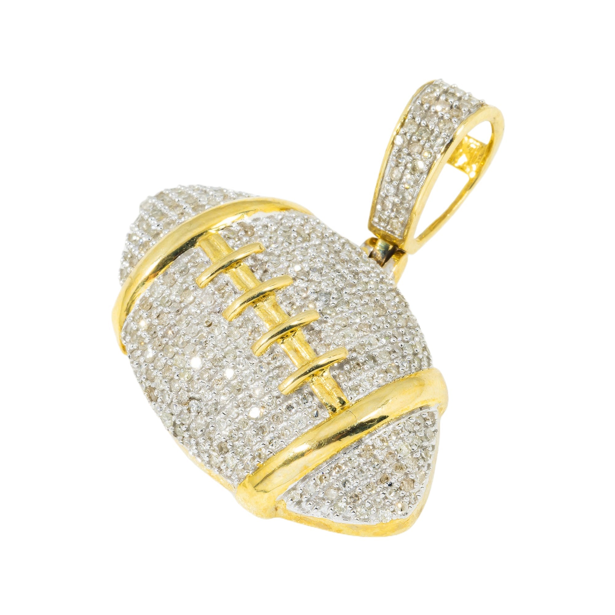 10K GOLD DIAMOND FOOTBALL SPORTS PENDANT 1.11 CT