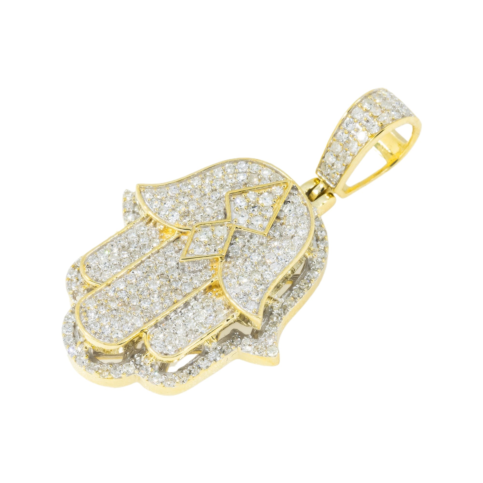 10K GOLD DIAMOND HAMSA PENDANT 1.15 CT
