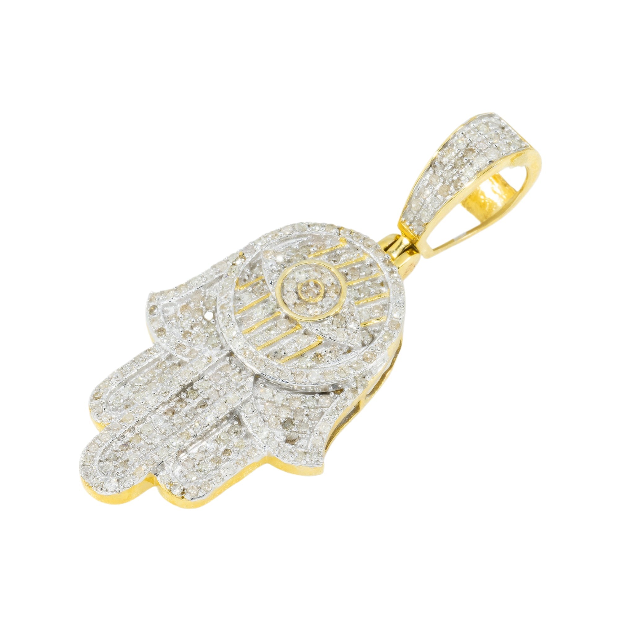 10K GOLD DIAMOND HAMSA PENDANT 0.81 CT