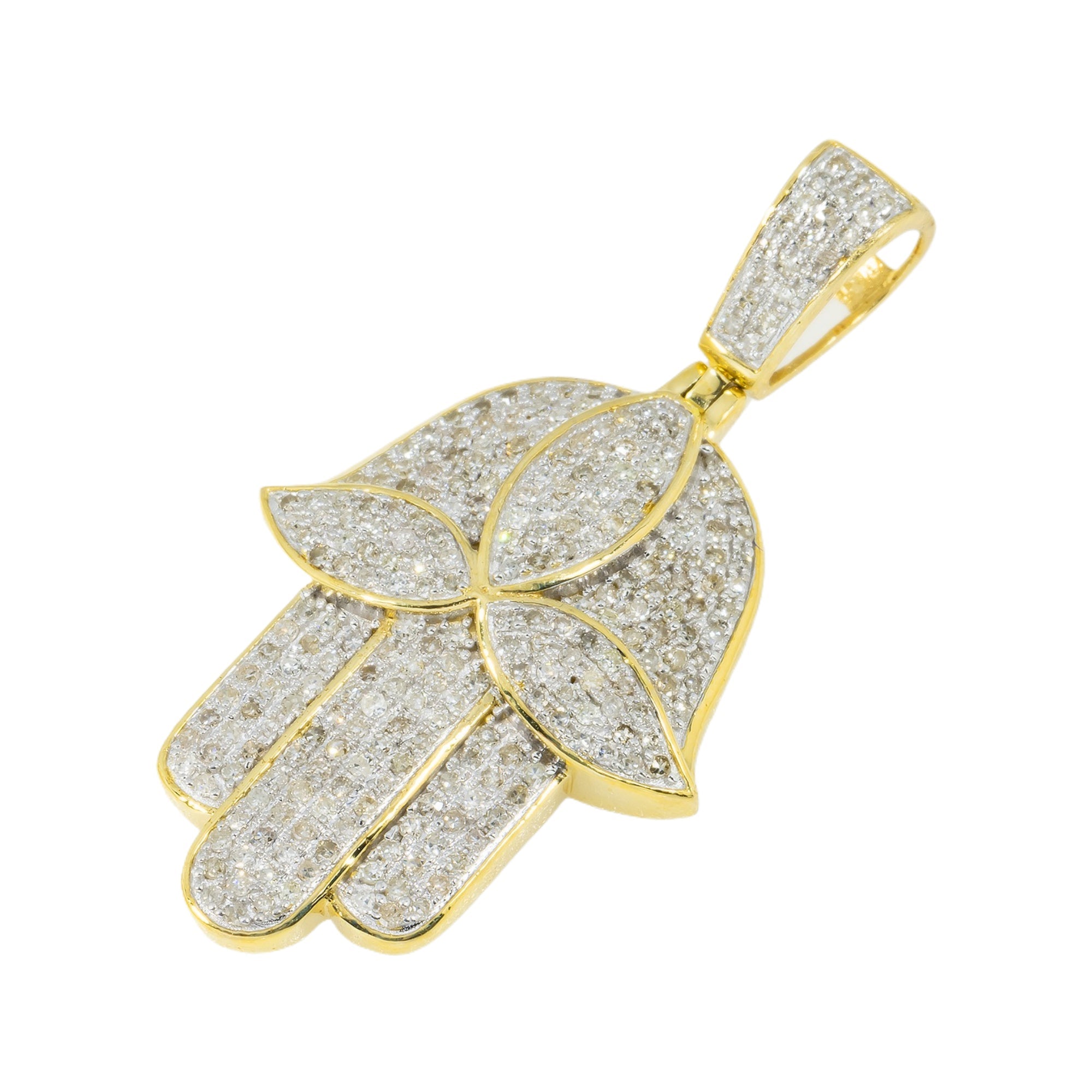 10K GOLD DIAMOND HAMSA PENDANT 0.86 CT