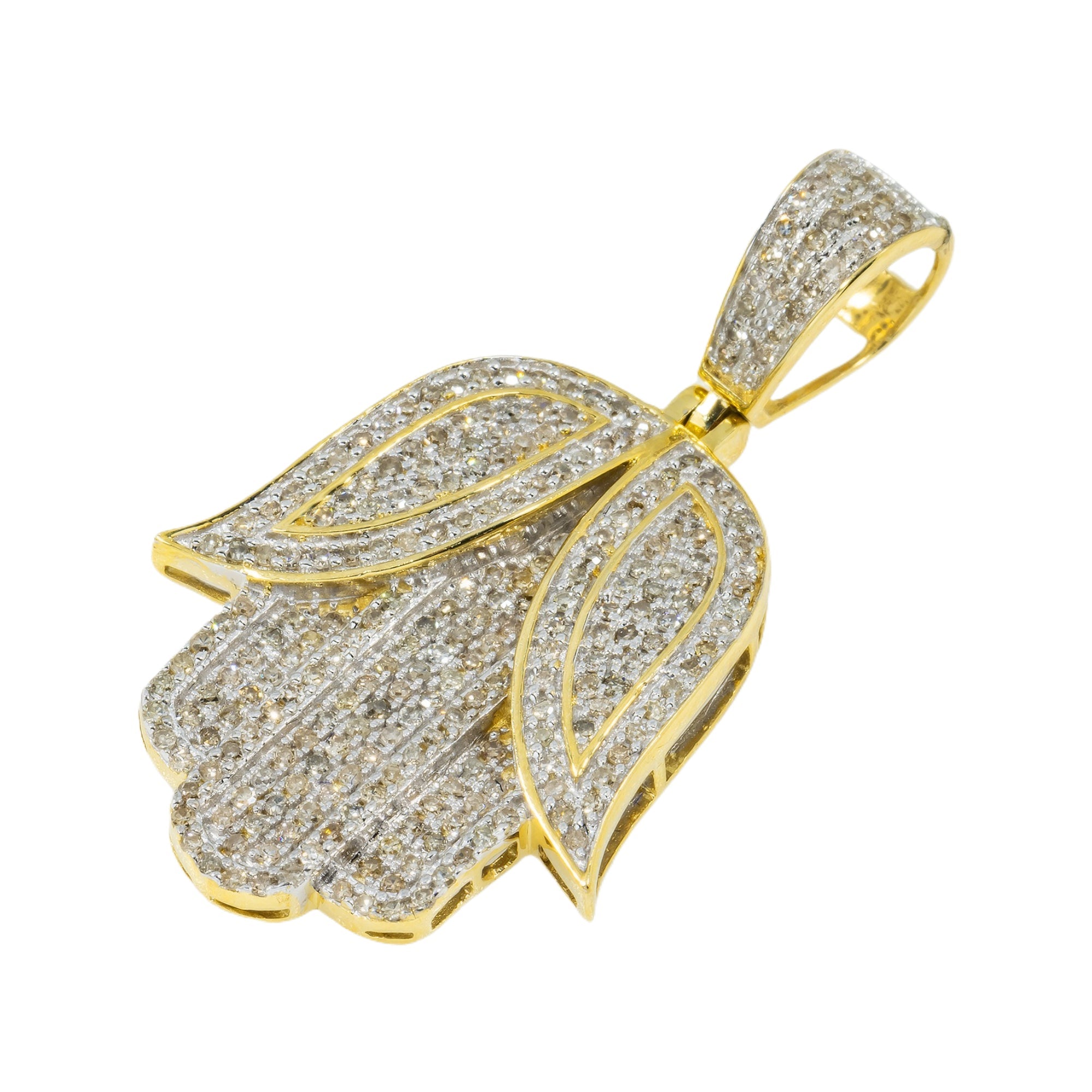 10K GOLD DIAMOND HAMSA PENDANT 0.80 CT