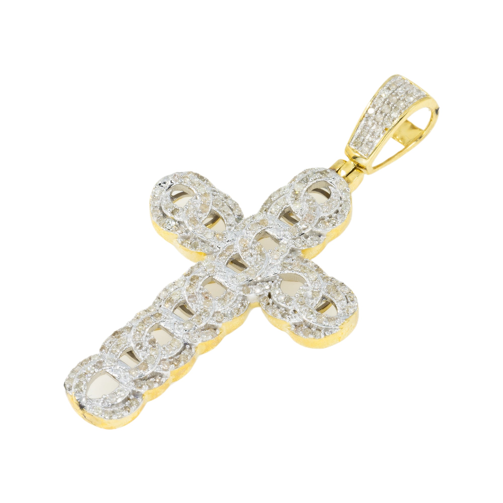 10K GOLD DIAMOND OPEN LINK CROSS PENDANT 0.69 CT