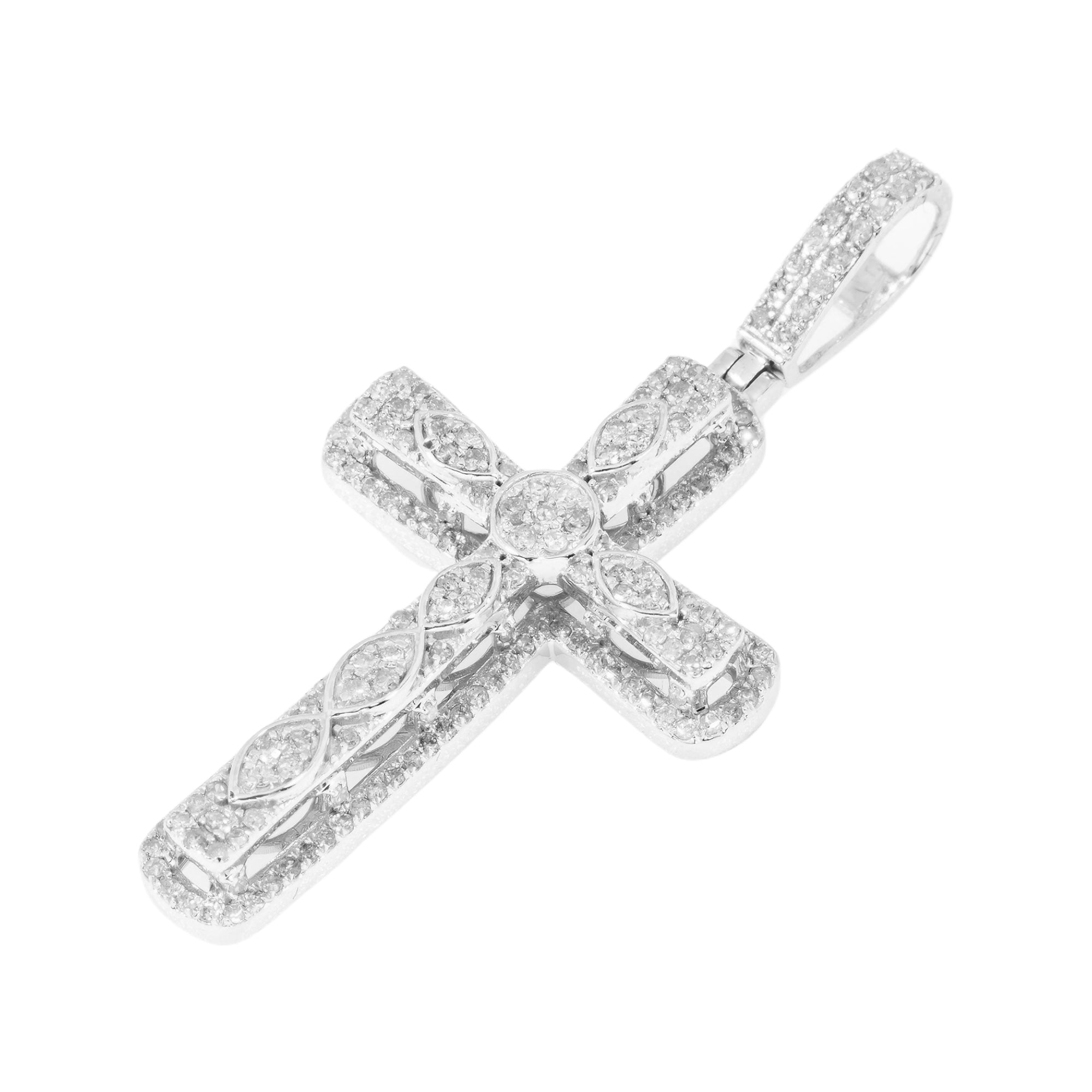 10K GOLD DIAMOND CROSS PENDANT 1.00 CT