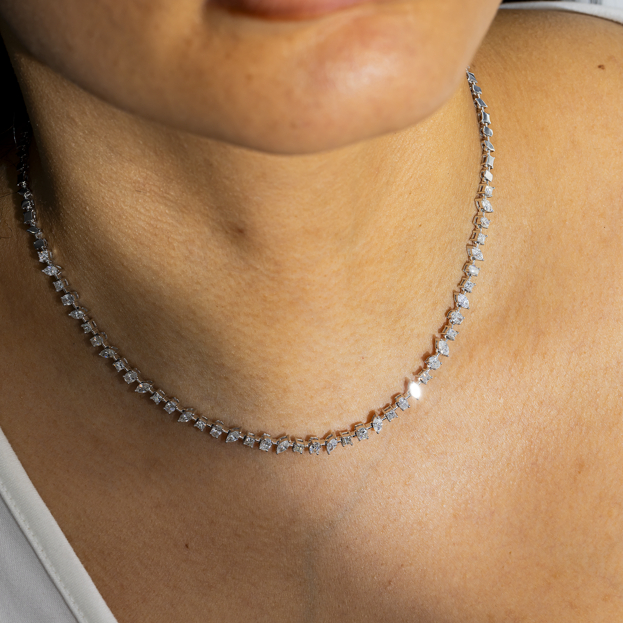 14K GOLD MULTI-SHAPE DIAMOND NECKLACE 4.39 CT