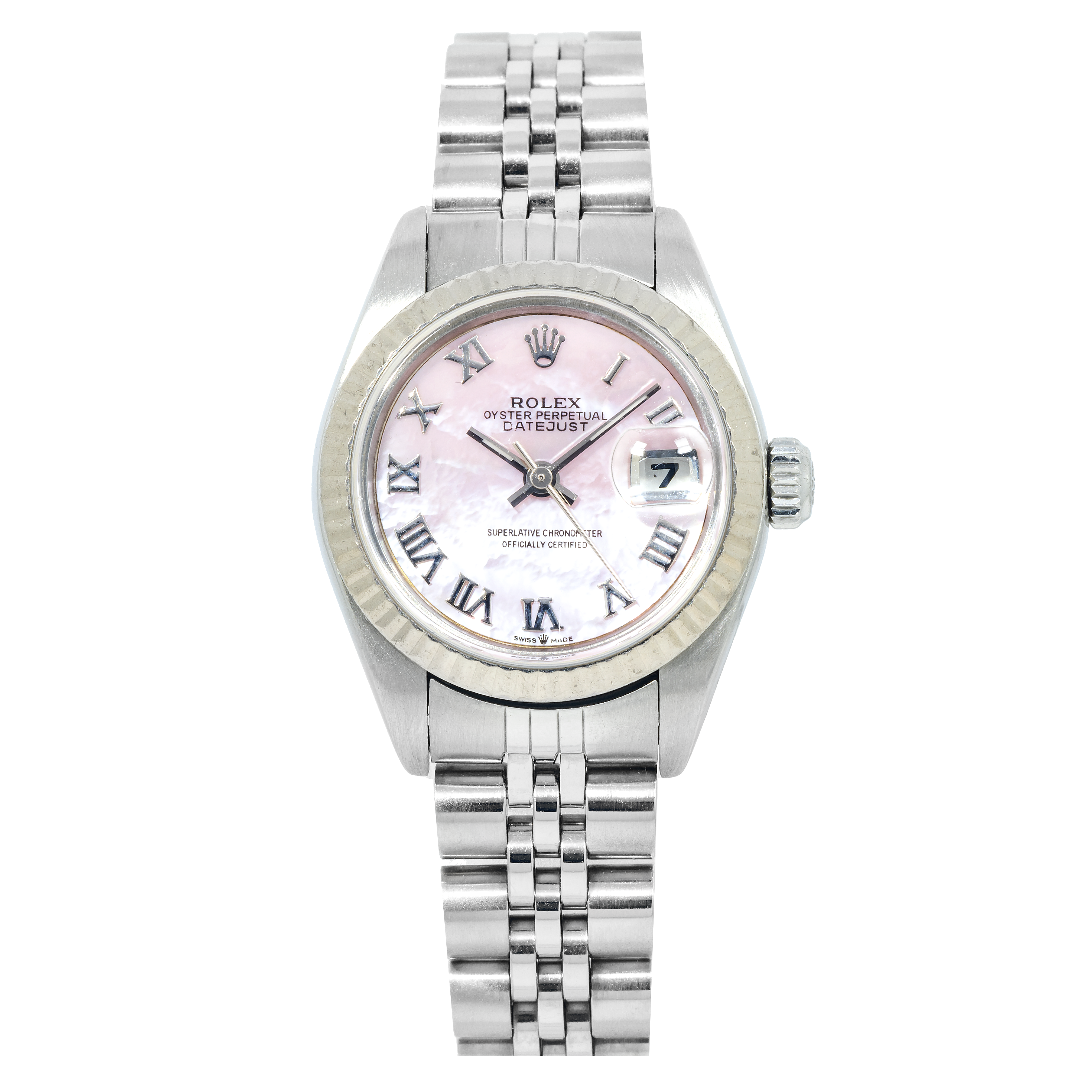 Rolex Datejust 69174 26MM Pink Roman Numeral Dial With Stainless Steel Jubilee Bracelet