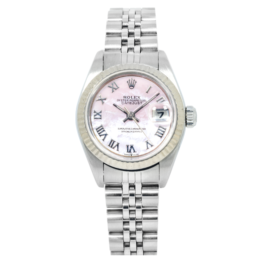 Rolex Datejust 69174 26MM Pink Roman Numeral Dial With Stainless Steel Jubilee Bracelet