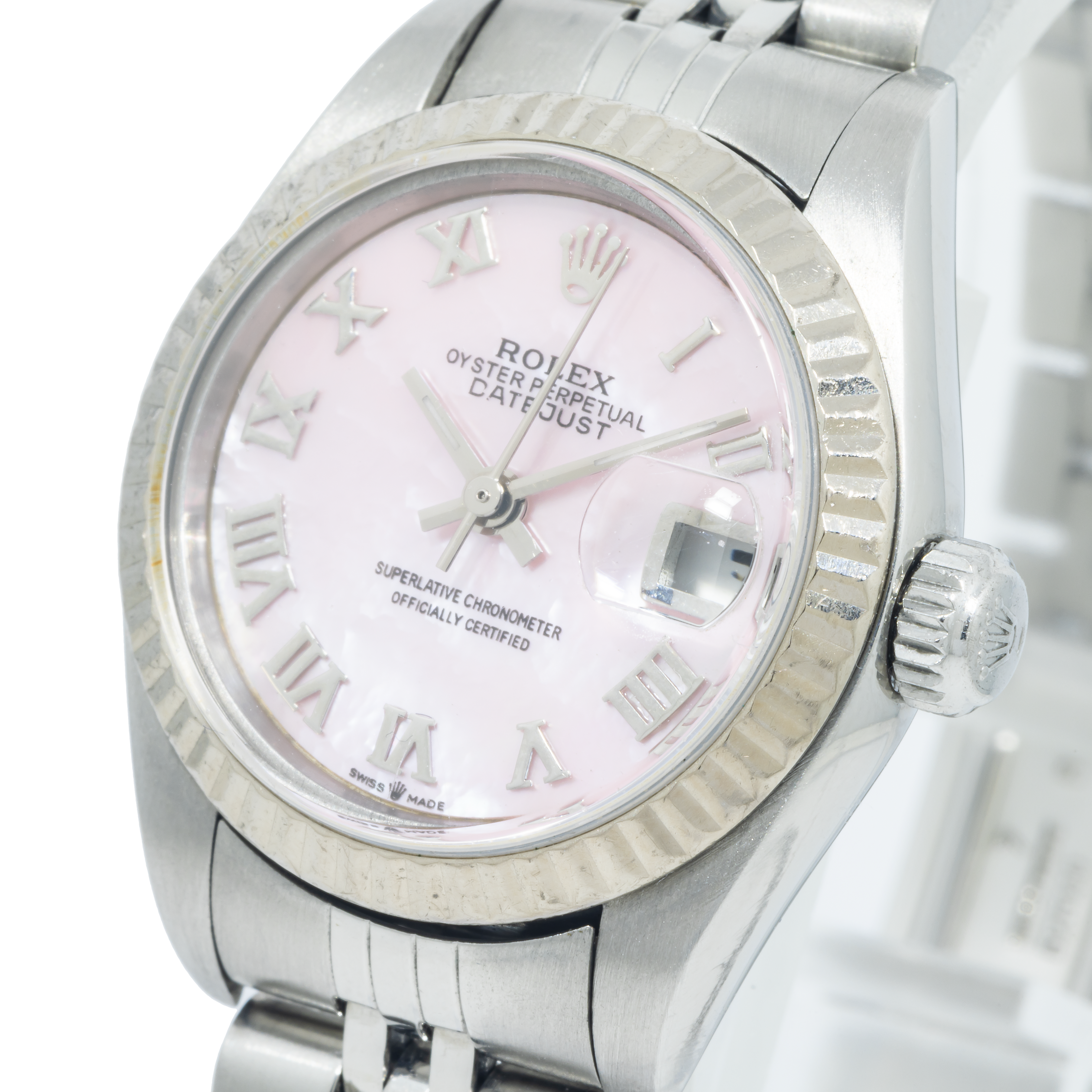 Rolex Datejust 69174 26MM Pink Roman Numeral Dial With Stainless Steel Jubilee Bracelet