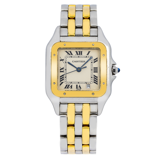 Cartier Panthère W25028B8 27 x 37 MM Off-White Dial With Yellow Gold And Stainless Steel Bracelet