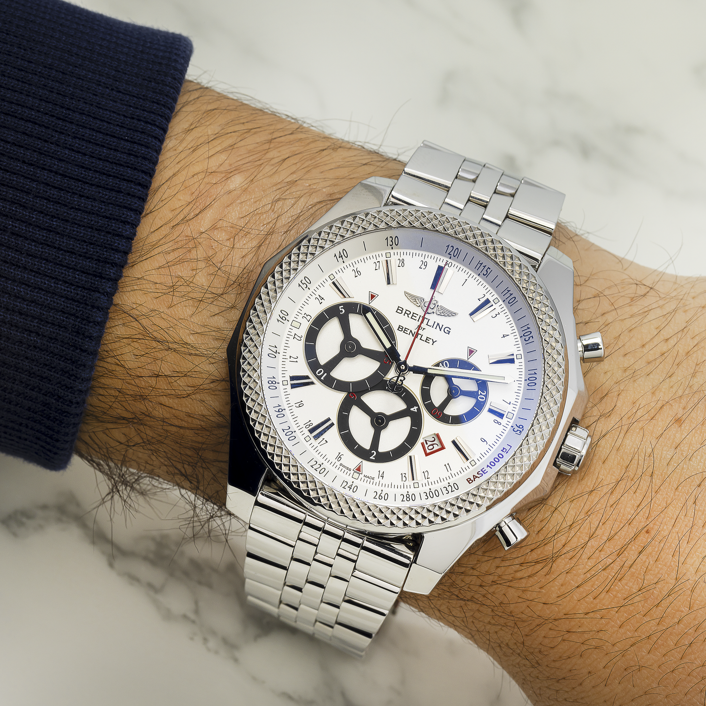 Breitling Bentley Motors A25366 49mm White  Dial With Stainless Steel Bracelet