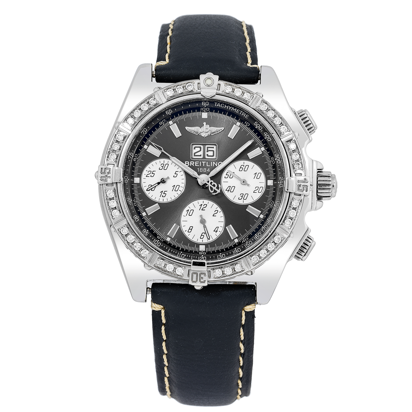 Breitling Blackbird A44355 44MM Black Dial With Leather Bracelet
