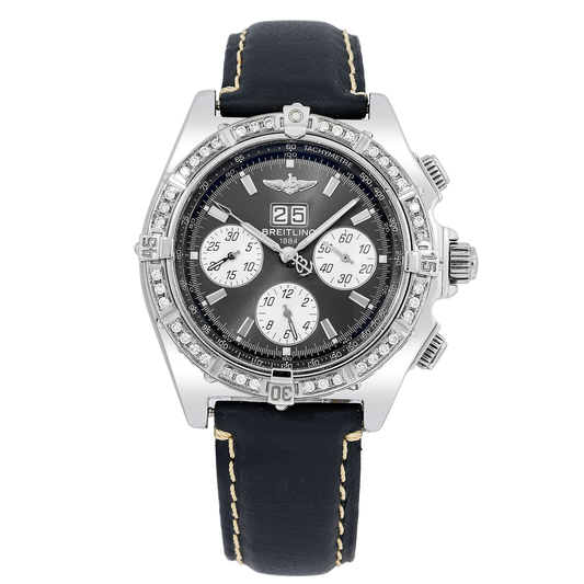 Breitling Blackbird A44355 44MM Black Dial With Leather Bracelet