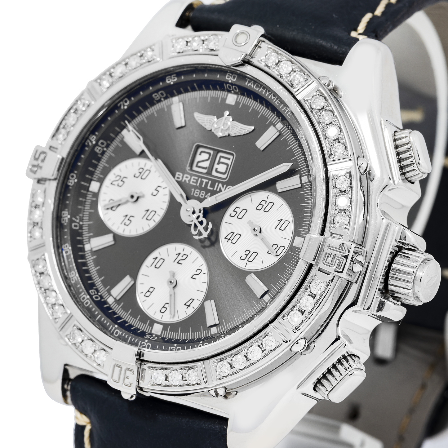 Breitling Blackbird A44355 44MM Black Dial With Leather Bracelet