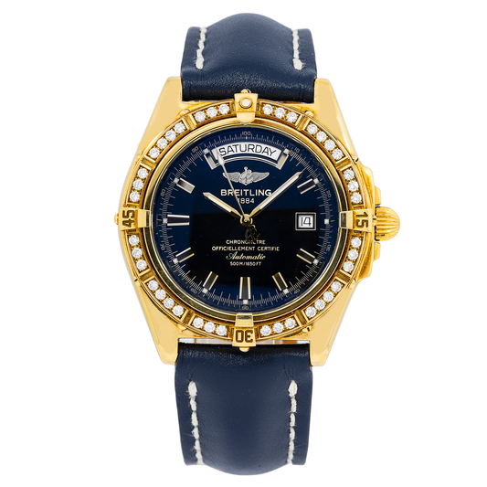 Breitling Windrider  K45355 43MM Black Dial With Leather Bracelet
