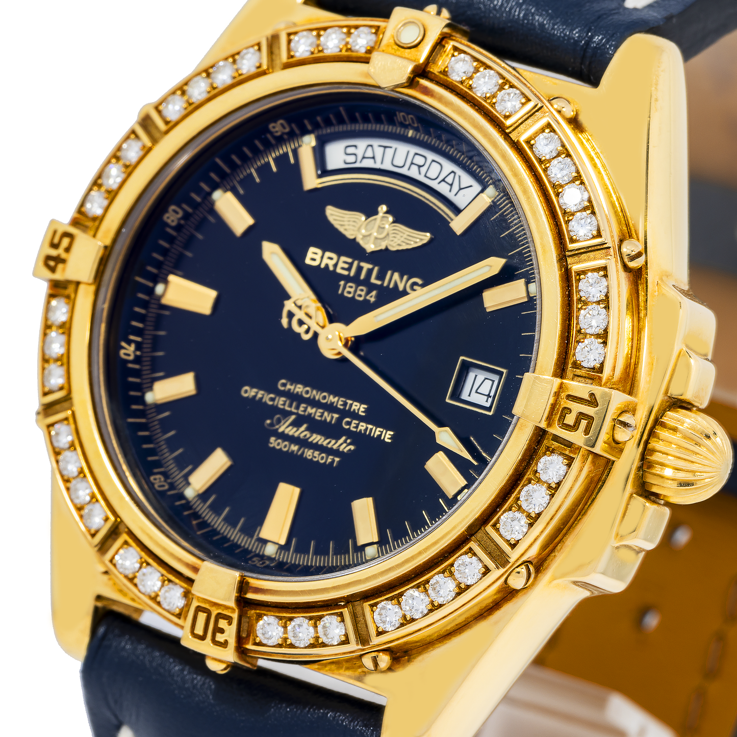 Breitling Windrider  K45355 43MM Black Dial With Leather Bracelet