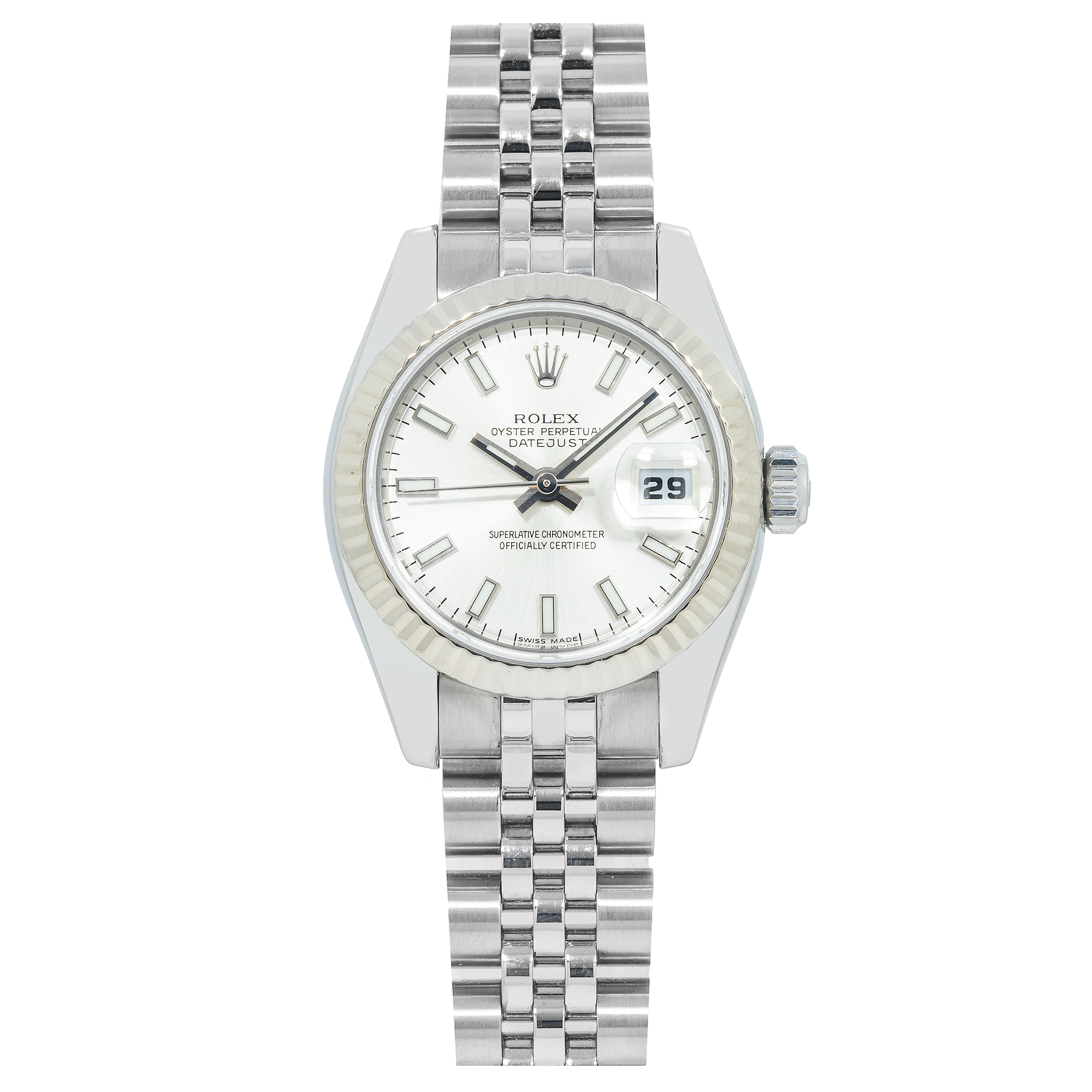 Rolex Datejust 179174 26MM White Index Dial & Fluted Bezel With Stainless Steel Jubilee Bracelet