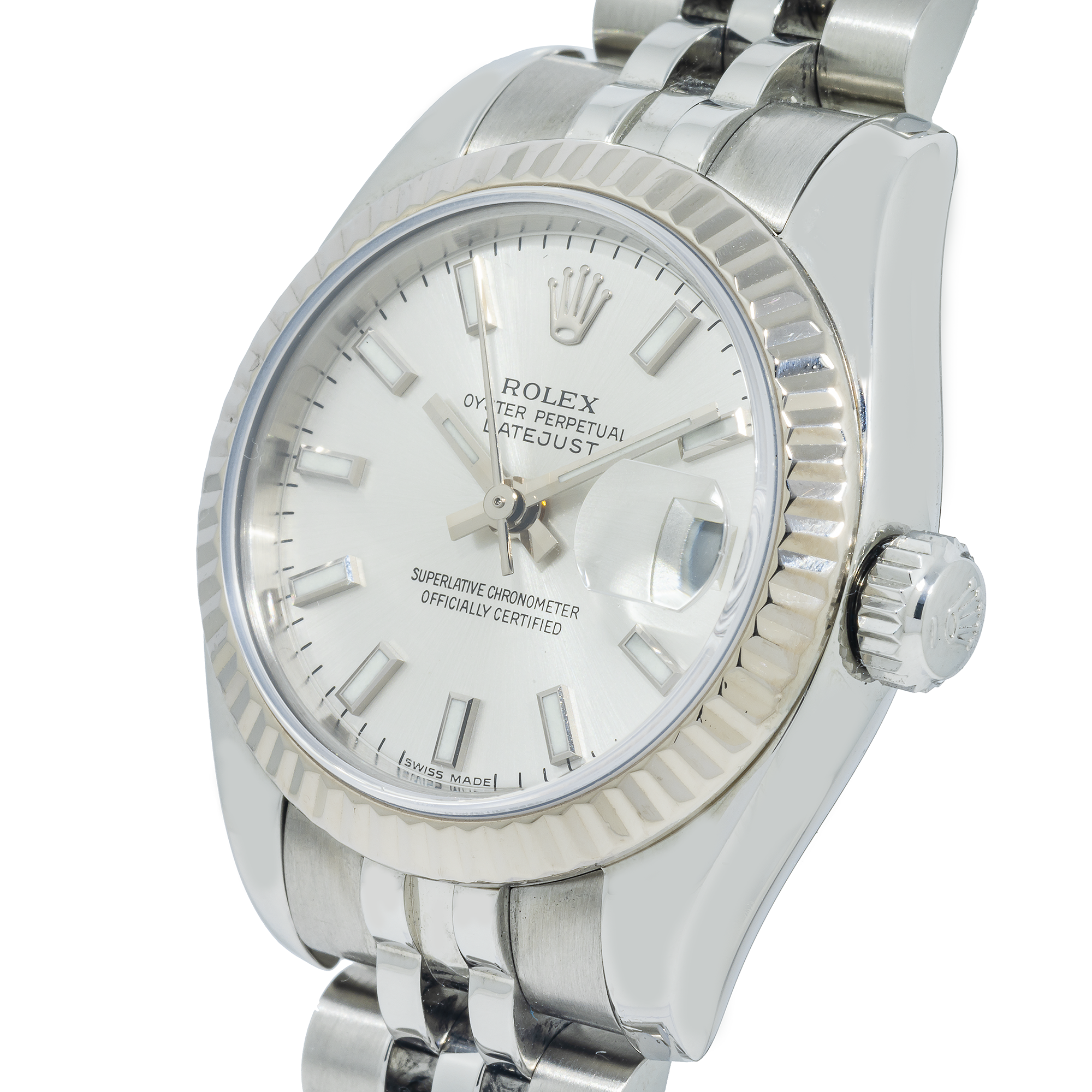 Rolex Datejust 179174 26MM White Index Dial & Fluted Bezel With Stainless Steel Jubilee Bracelet