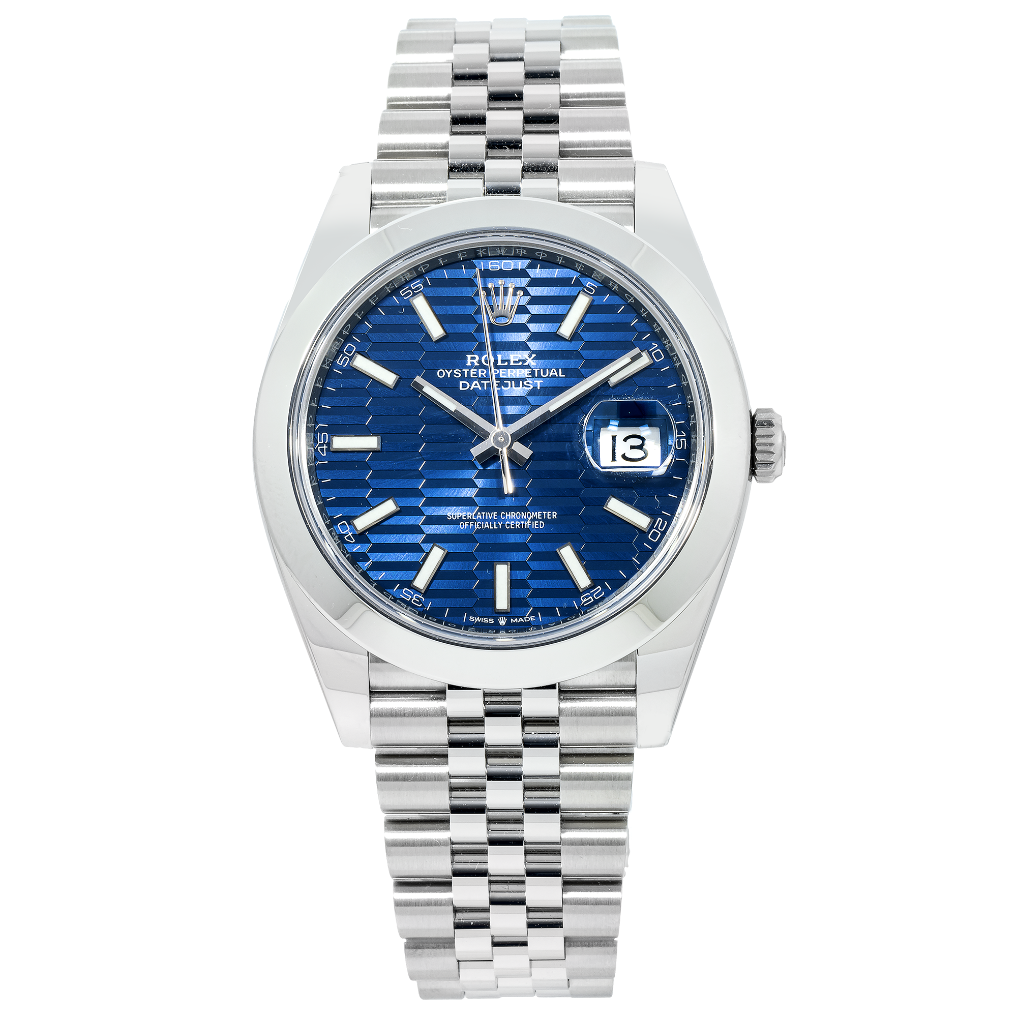 Rolex Datejust 126300 41MM Blue Textured Index Dial With Stainless Steel Jubilee Bracelet