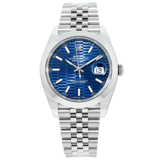 Rolex Datejust 126300 41MM Blue Textured Index Dial With Stainless Steel Jubilee Bracelet