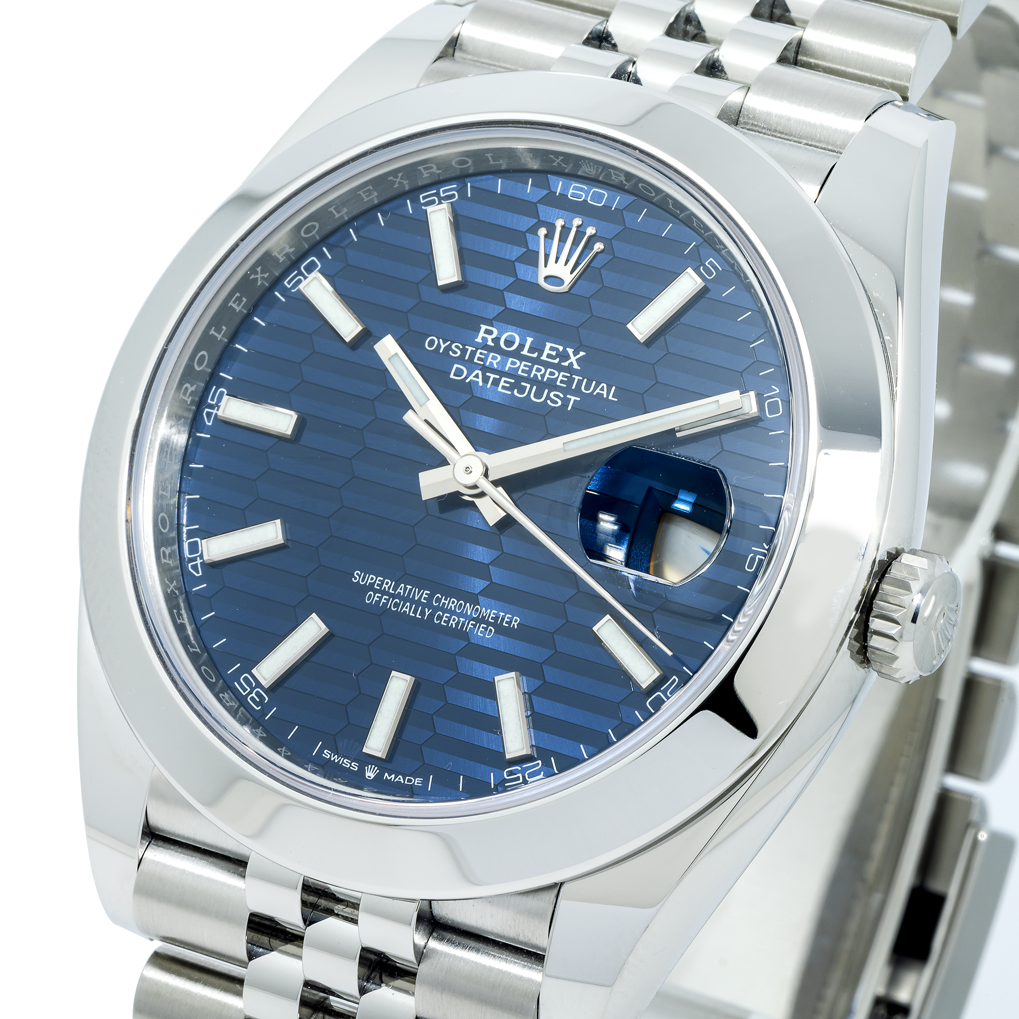 Rolex Datejust 126300 41MM Blue Textured Index Dial With Stainless Steel Jubilee Bracelet
