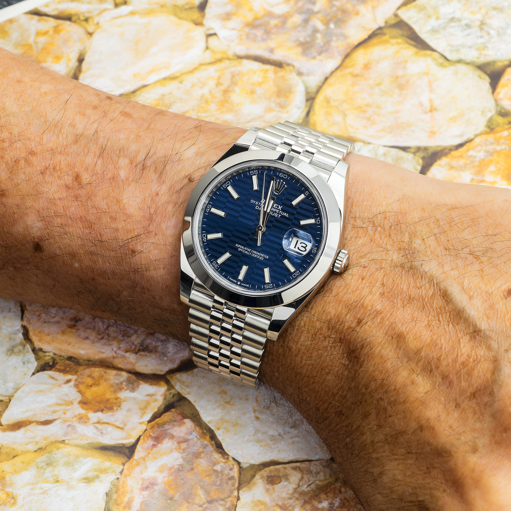 Rolex Datejust 126300 41MM Blue Textured Index Dial With Stainless Steel Jubilee Bracelet