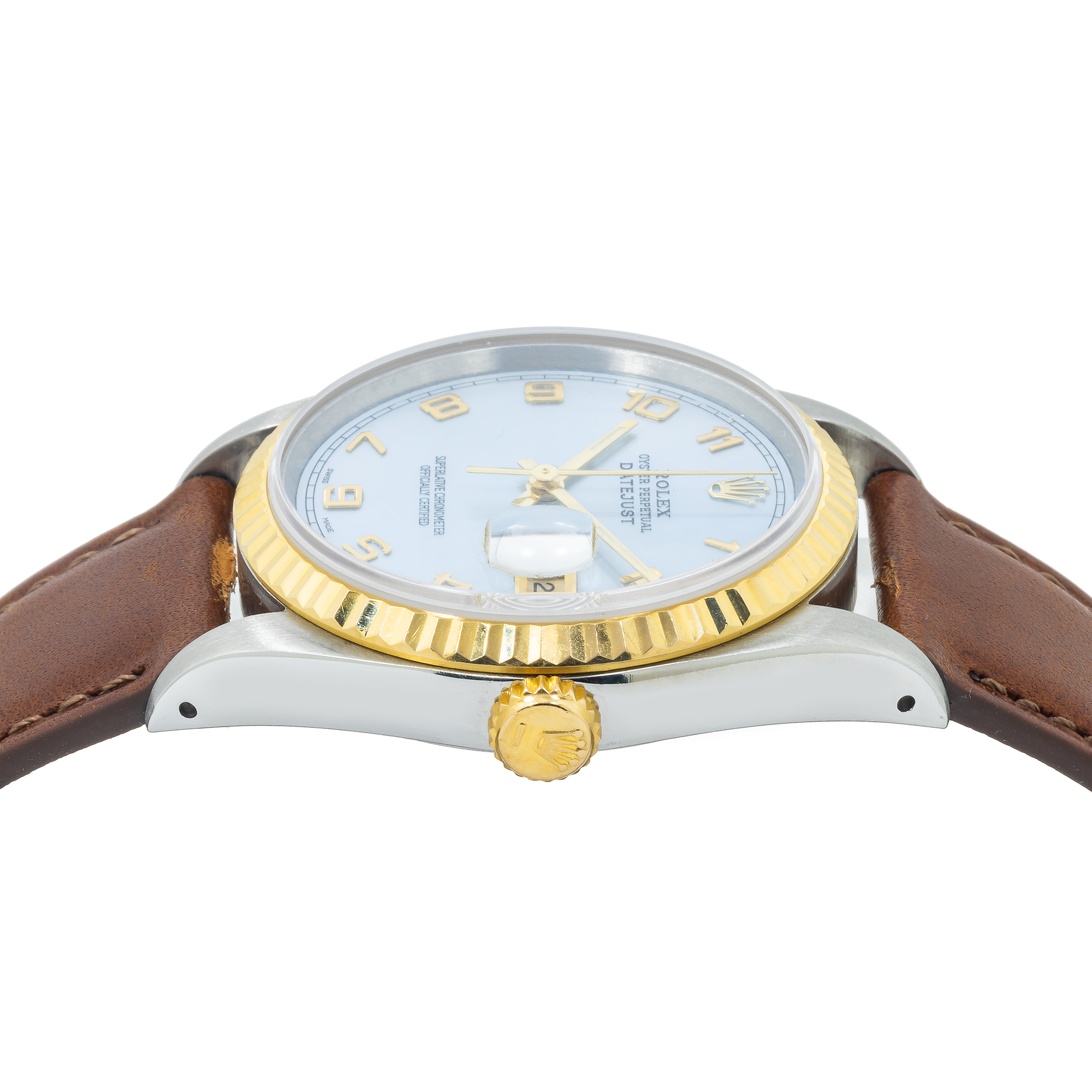 Rolex Datejust 16233 36MM Blue Dial With Brown Leather Bracelet