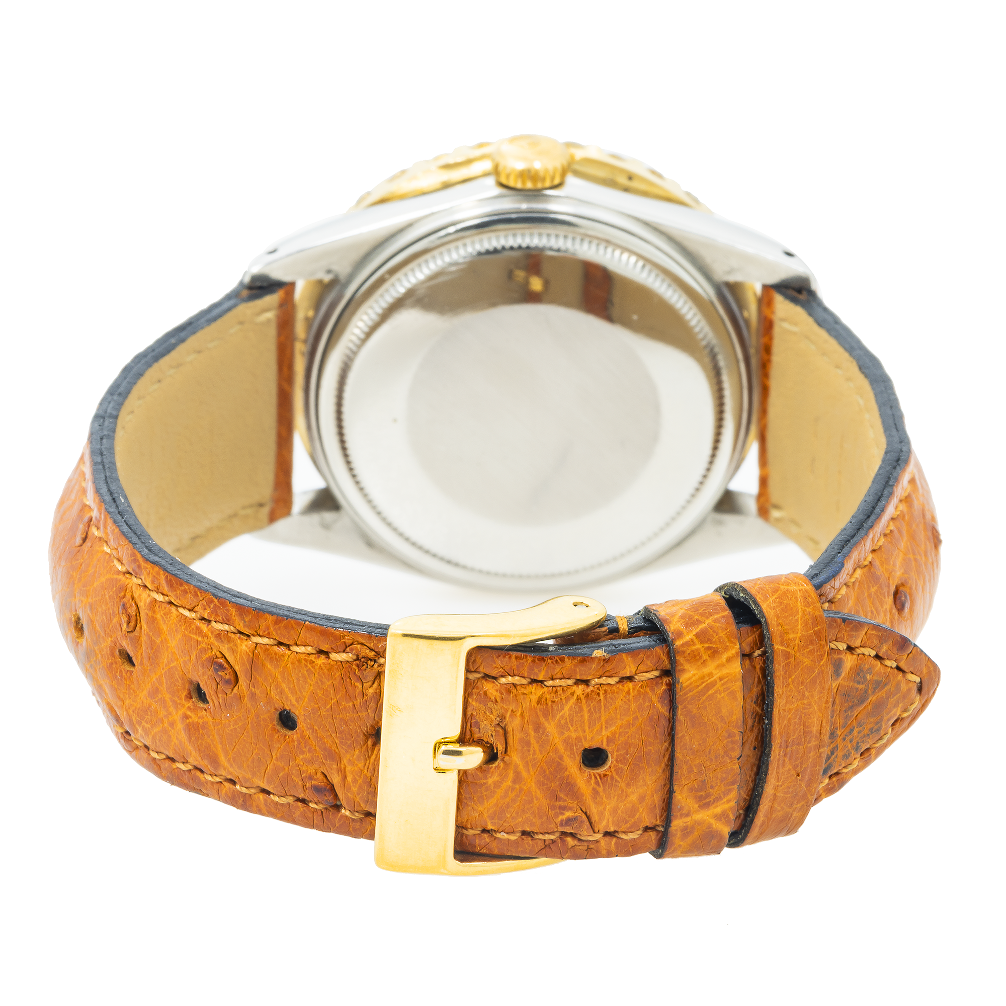 Rolex Datejust 16013 36MM Blue Diamond Roman Numeral Dial & Bezel With Brown Leather Bracelet