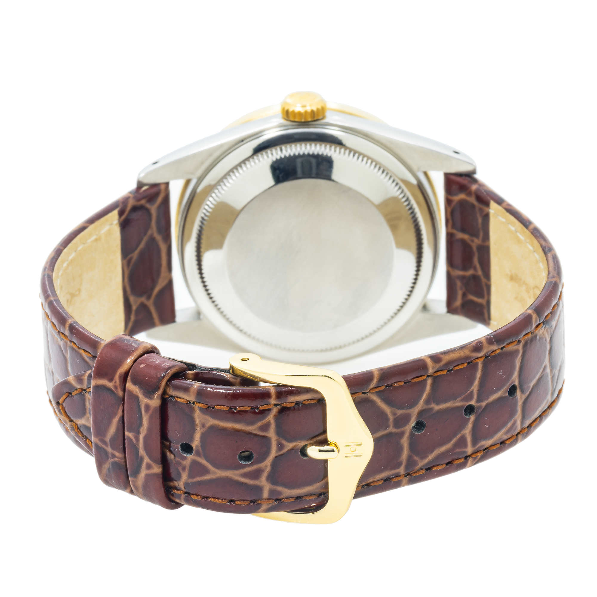 Rolex Datejust 16263 36MM Silver Diamond Dial With Brown Alligator Bracelet