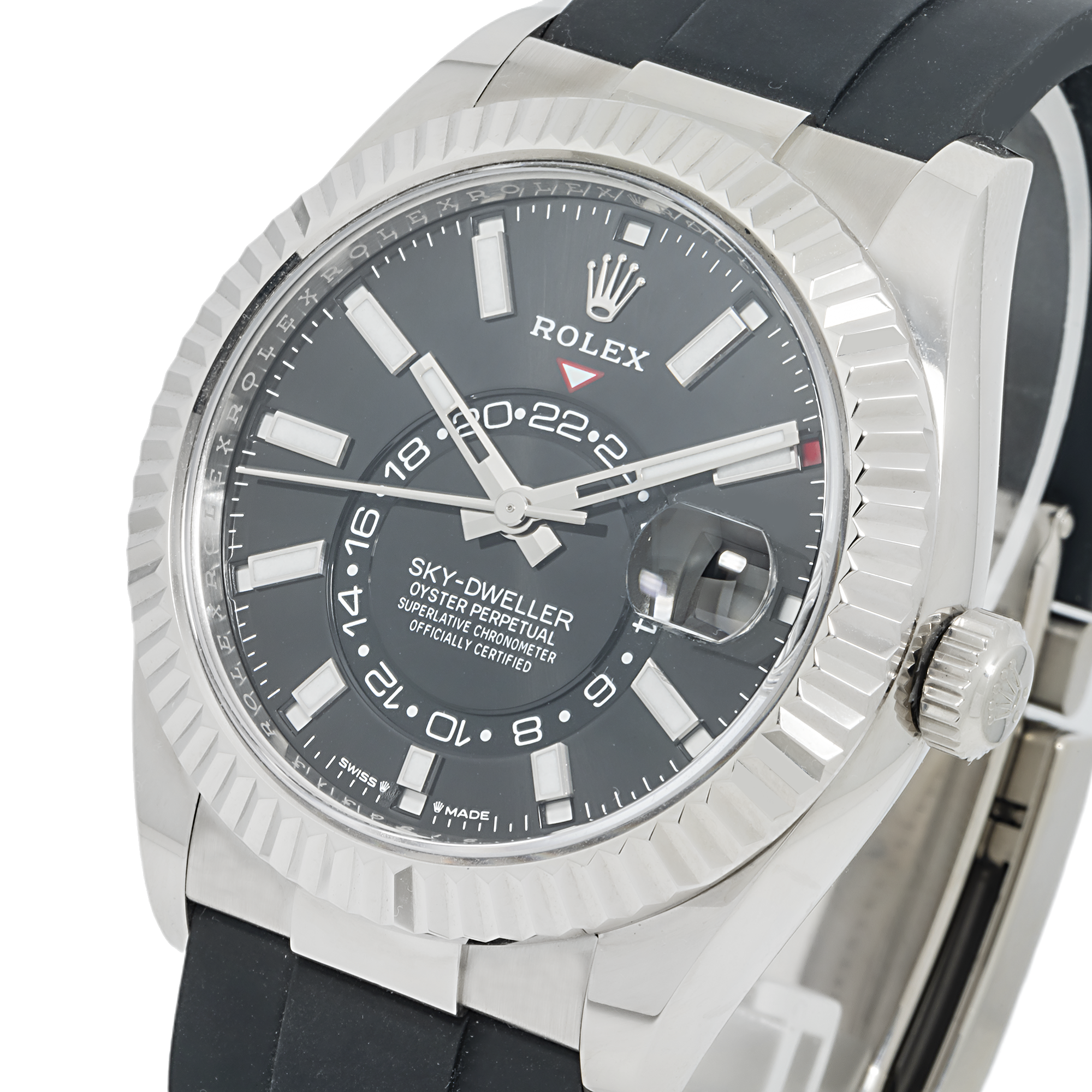 Rolex Sky-Dweller 336239 White Gold Bezel With Black Dial And Oysterflex Strap