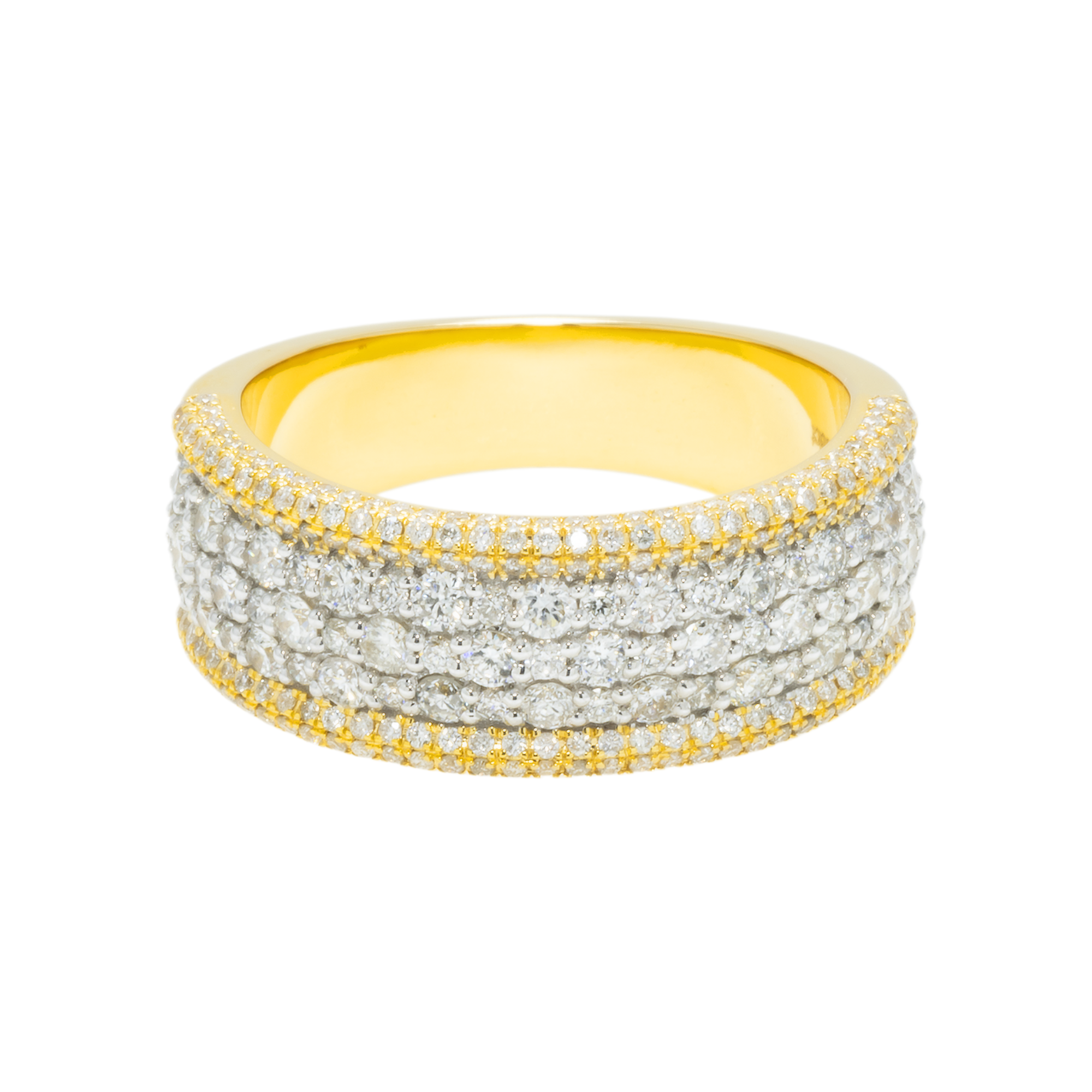 14K GOLD DIAMOND MULTIROW CLUSTER RING 1.58 CT