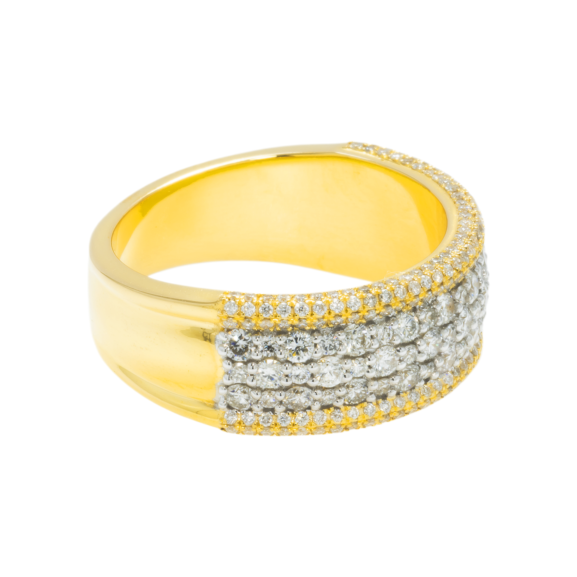 14K GOLD DIAMOND MULTIROW CLUSTER RING 1.58 CT