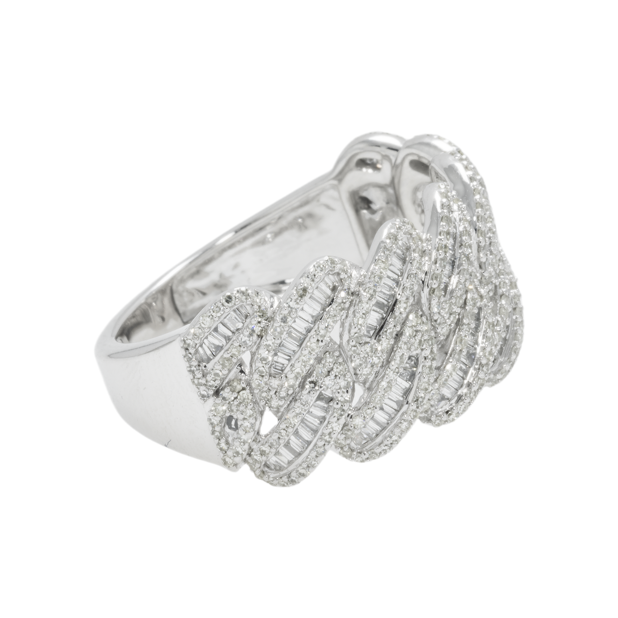 14K GOLD TWO TONE DIAMOND CUBAN LINK RING 1.09 CT