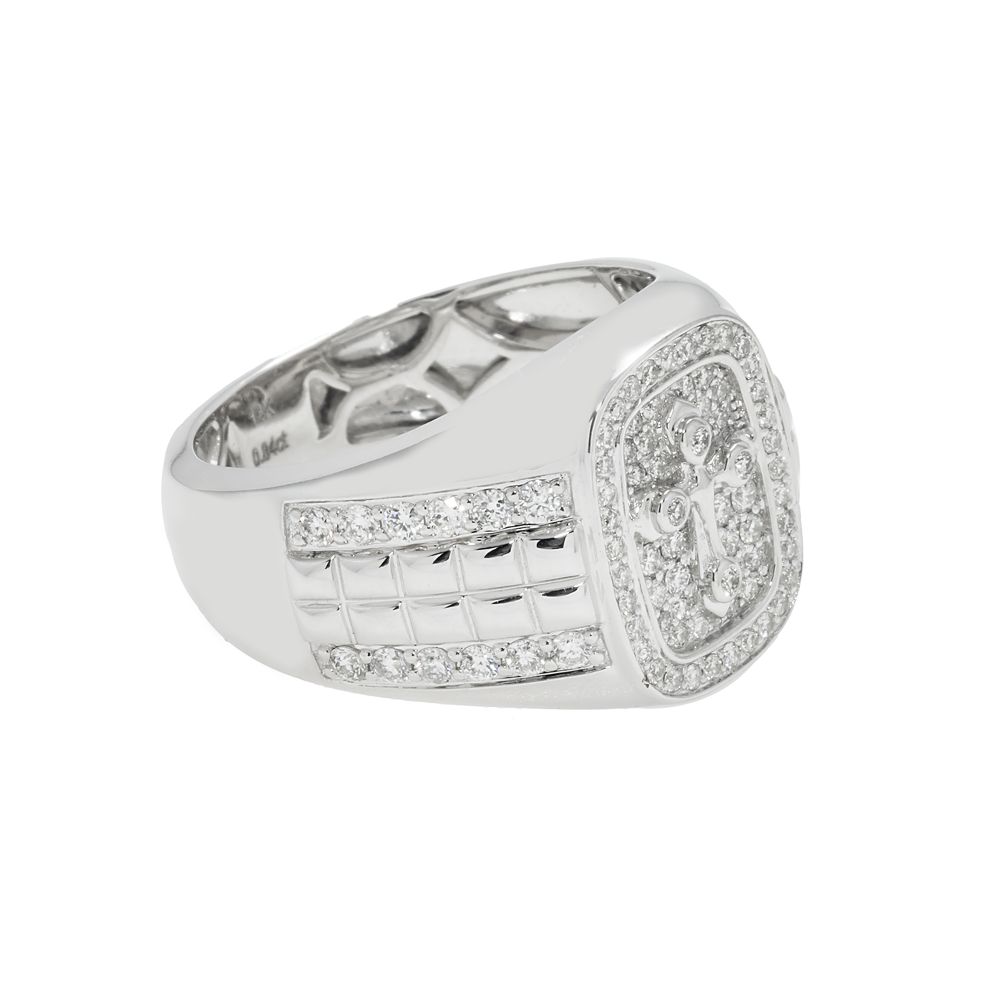 14K GOLD DIAMOND CROSS STATEMENT RING 0.84 CT