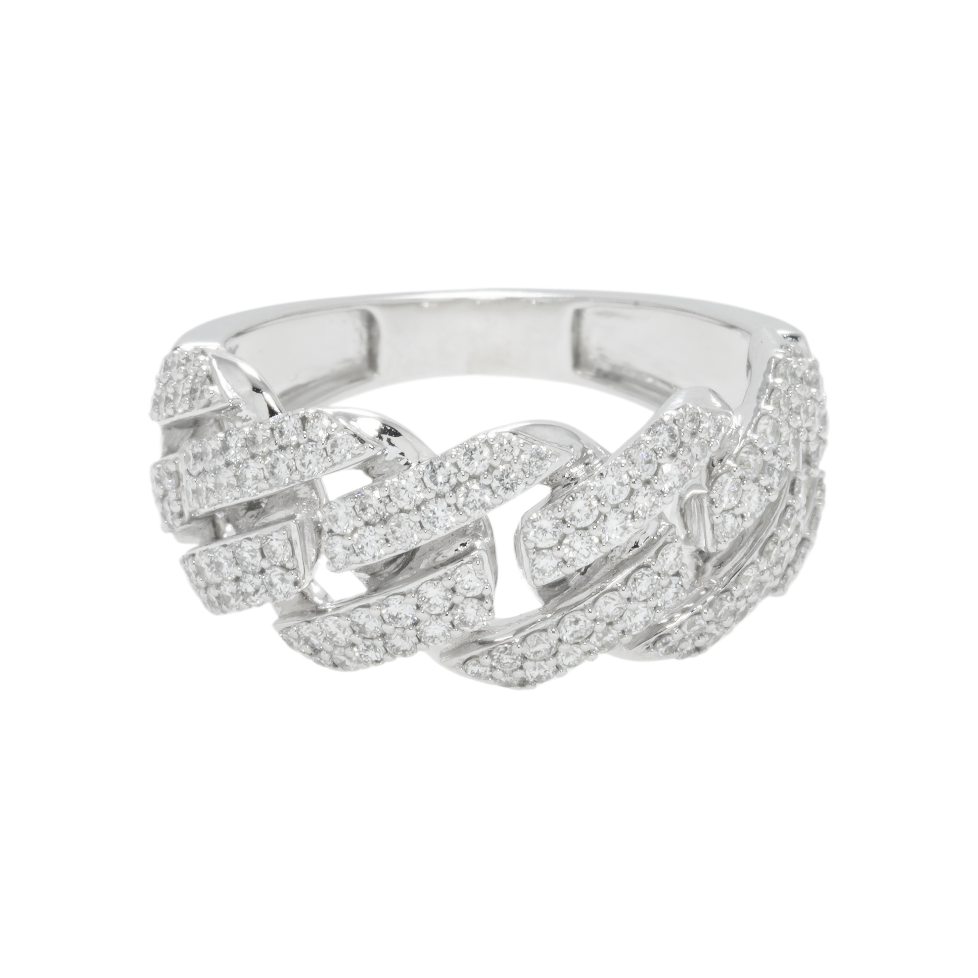 14K GOLD DIAMOND CUBAN LINK RING 1.10 CT