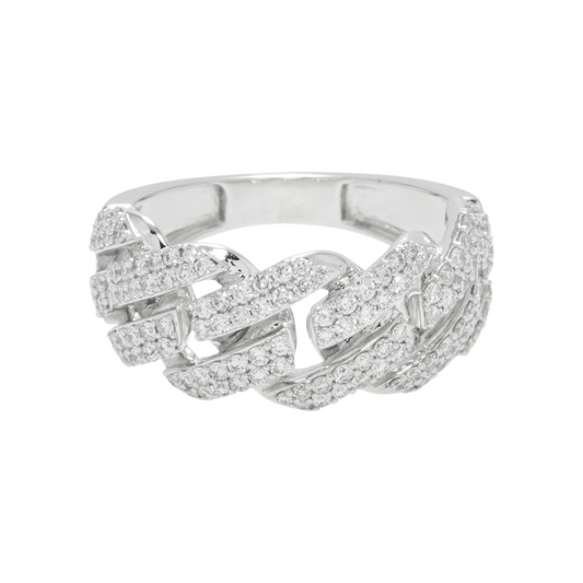 14K GOLD DIAMOND CUBAN LINK RING 1.10 CT