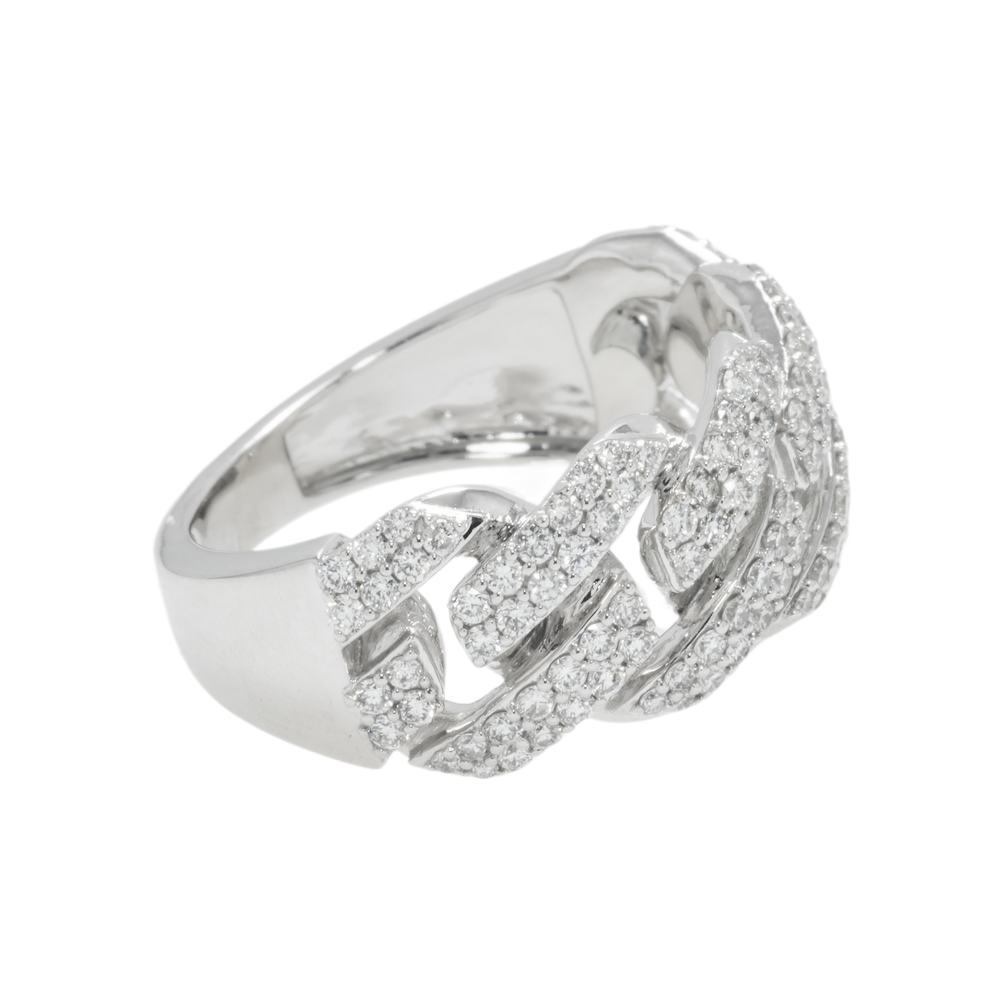 14K GOLD DIAMOND CUBAN LINK RING 1.10 CT