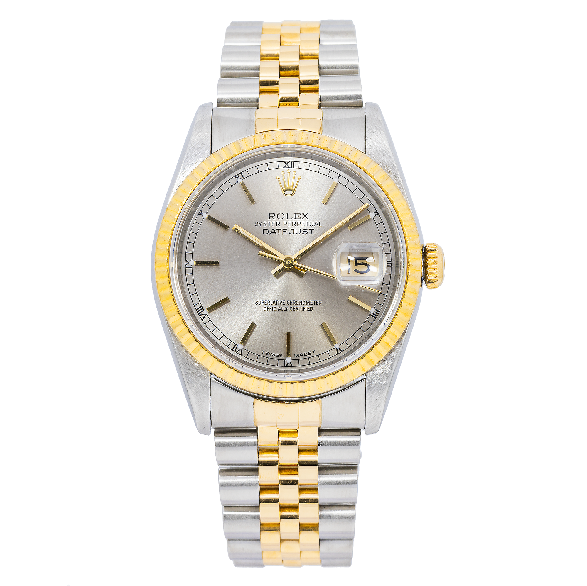 ROLEX DATEJUST 16233 36MM SILVER DIAL WITH TWO TONE JUBILEE BRACELET