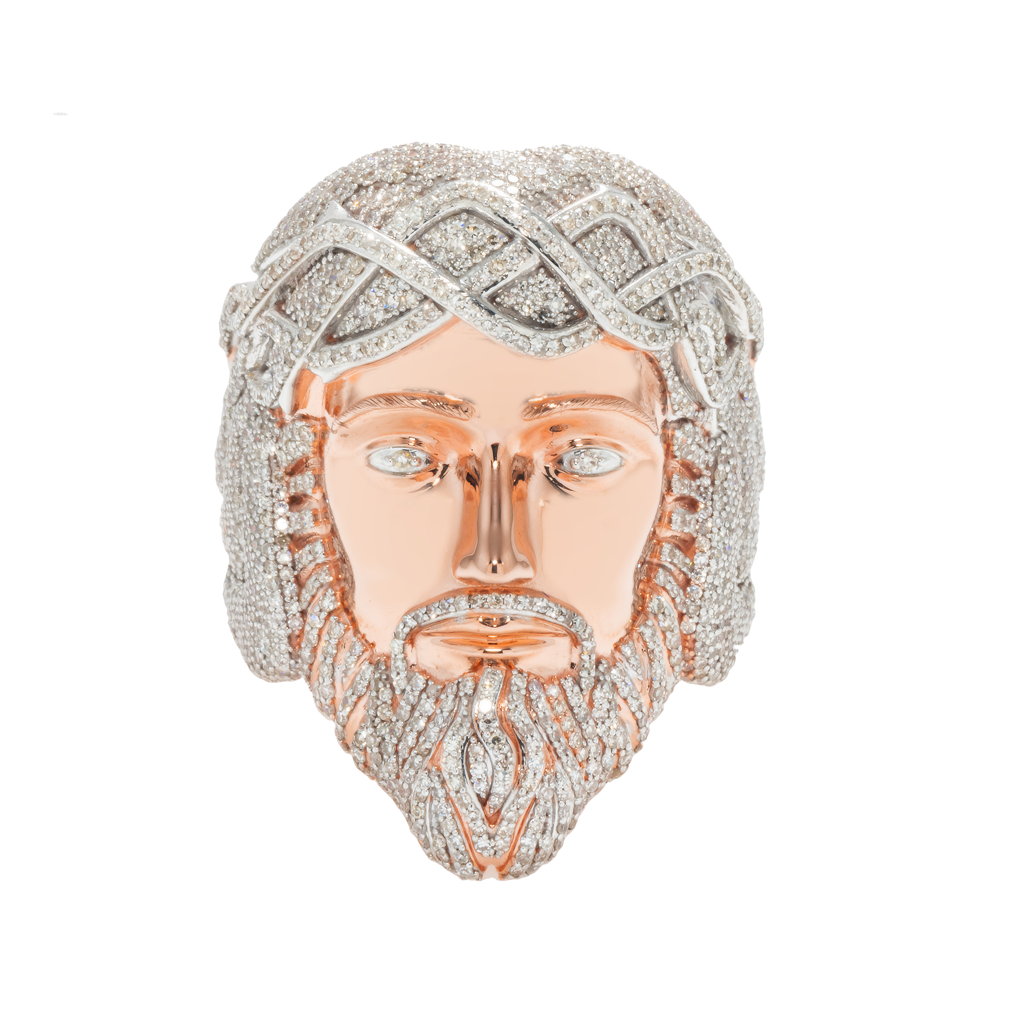 10K GOLD DIAMOND JESUS HEAD STATEMENT RING 2.87 CT