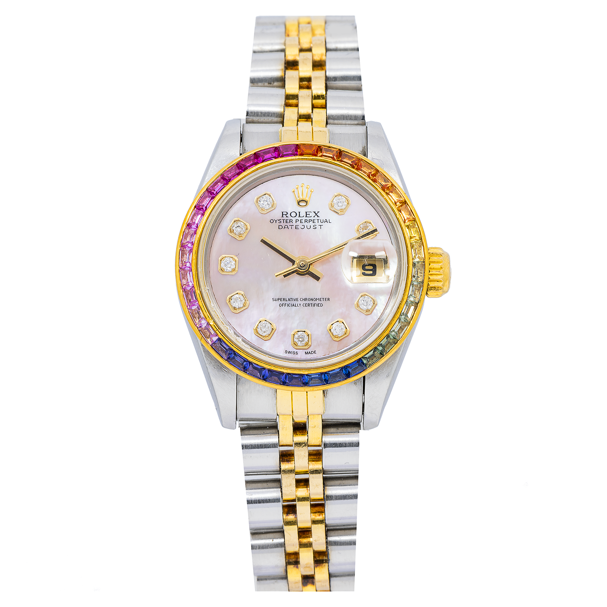 Rolex Datejust 69173 26MM Pink Diamond Dial & Rainbow Bezel With 0.20 CTW Diamonds