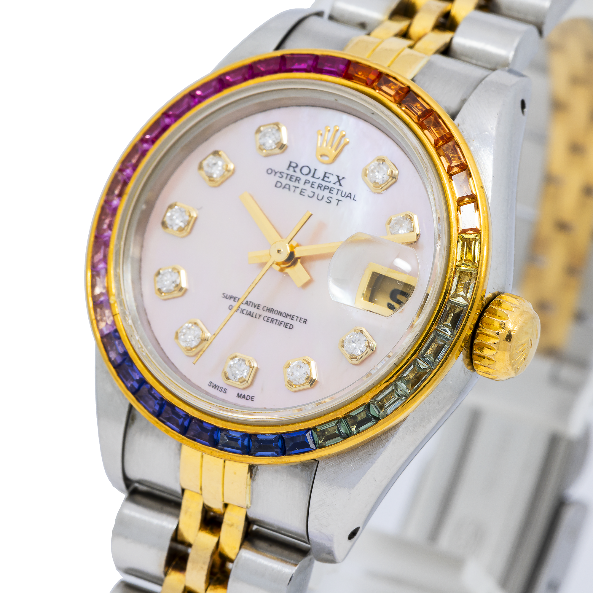 Rolex Datejust 69173 26MM Pink Diamond Dial & Rainbow Bezel With 0.20 CTW Diamonds