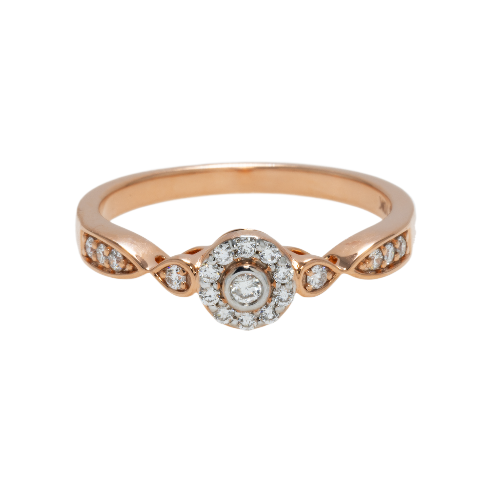 10K GOLD ROUND DIAMOND HALO VINTAGE ENGAGEMENT RING 0.19 CTW