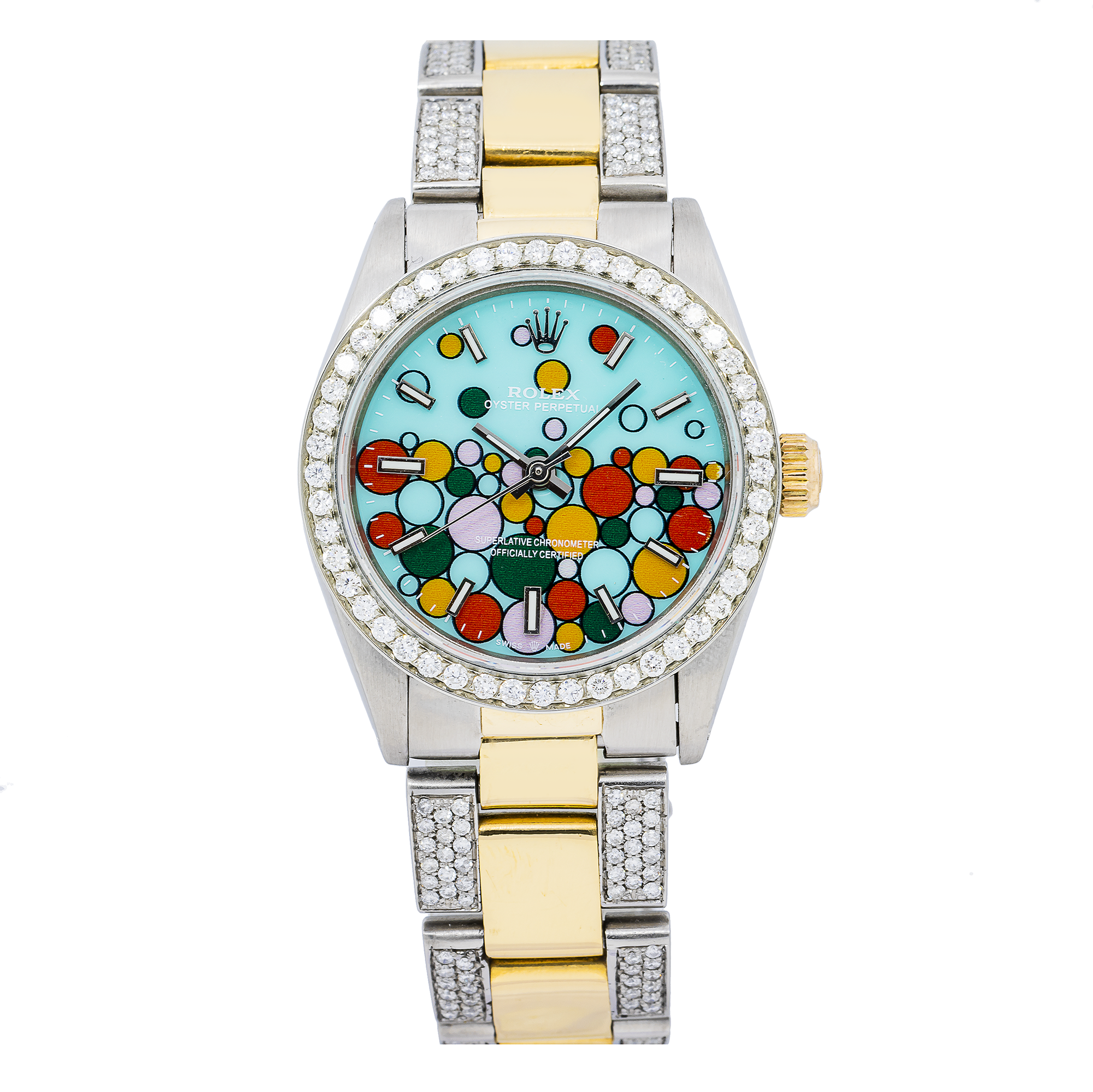 Rolex Oyster Perpetual 6748/63R 31MM Turquoise Celebration Dial With Two-Tone Diamond Oyster Bracelet