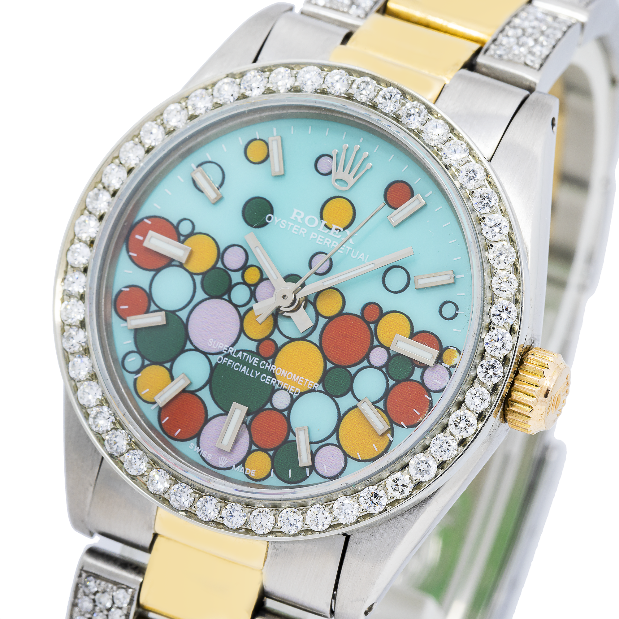 Rolex Oyster Perpetual 6748/63R 31MM Turquoise Celebration Dial With Two-Tone Diamond Oyster Bracelet