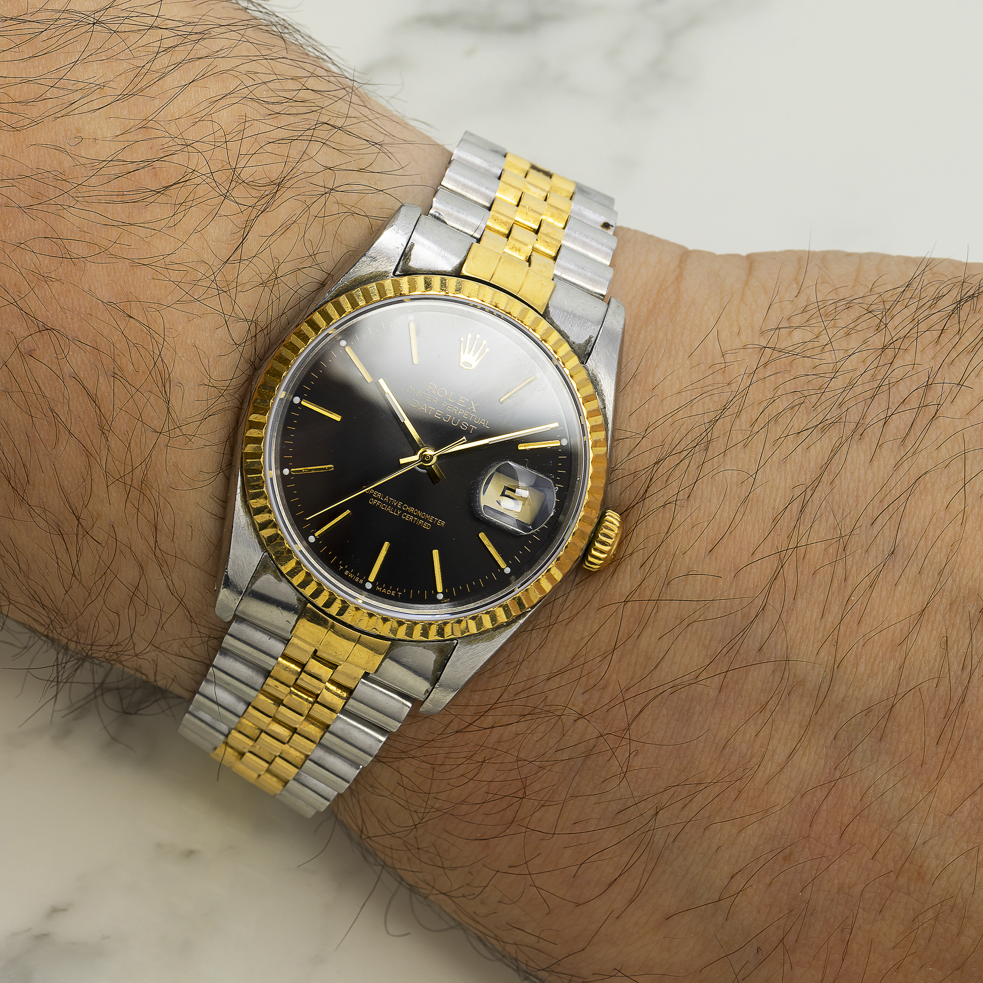 Rolex Datejust 16233 36MM Black Dial With Two Tone Jubilee Bracelet